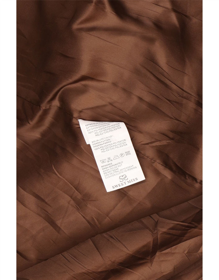 SWEET MISS Manteau croisé pour femme UK 14 Polyester à carreaux marron moyen