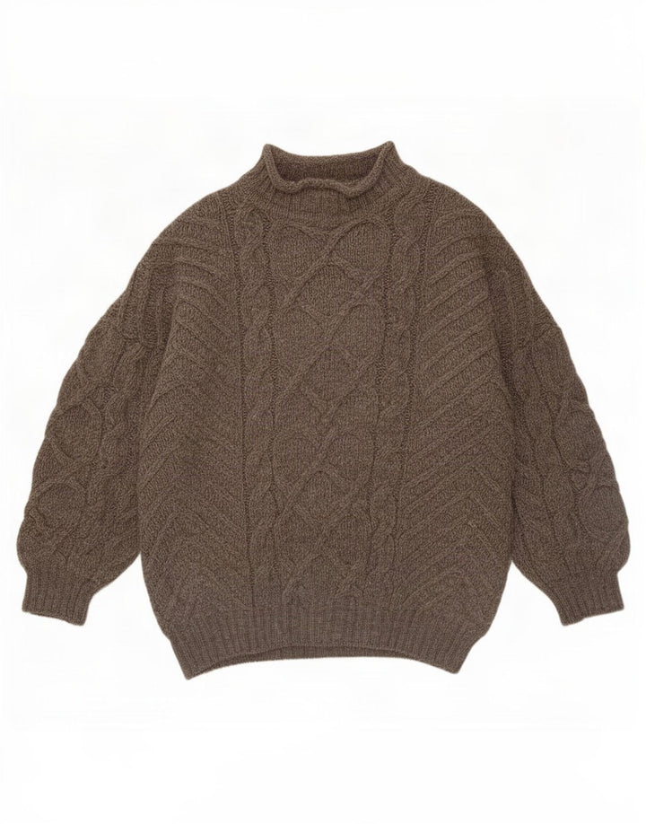 vintage Mens Turtle Neck Jumper Pull XL Marron