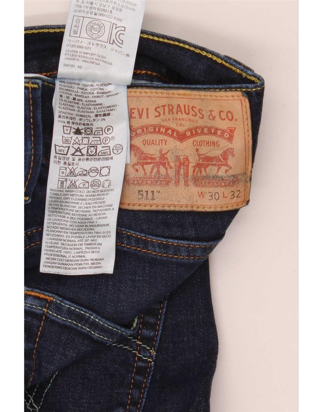 Levi's Jean Slim 511 Homme W30 L32 Bleu Marine Coton