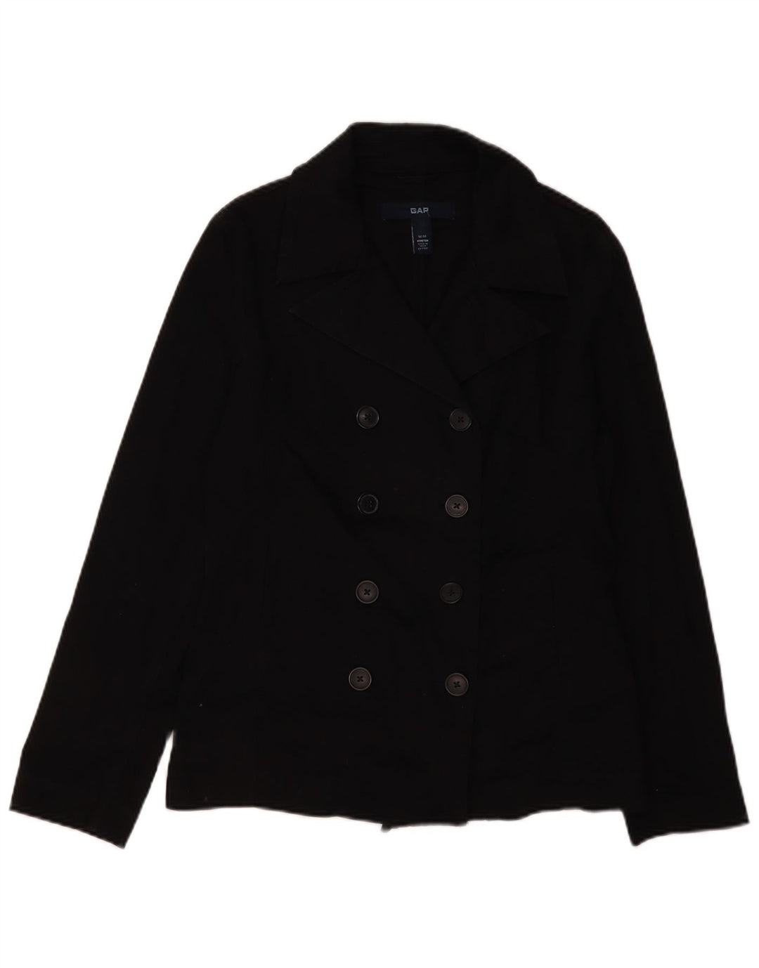 GAP Womens Pea Coat UK 12 Medium Black Cotton