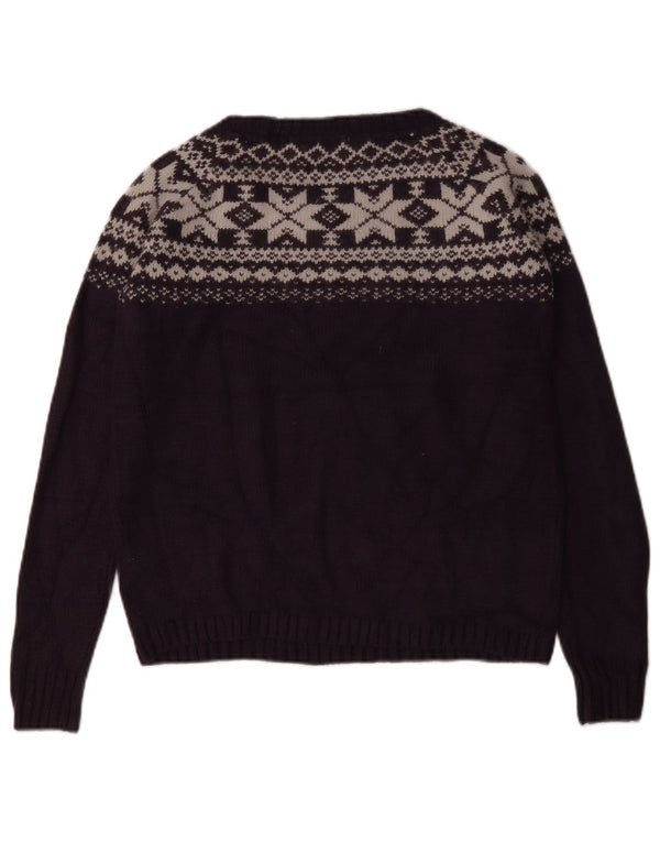 Fat Face Pull surdimensionné à col bateau pour femme UK 6 XS Violet Fair Isle