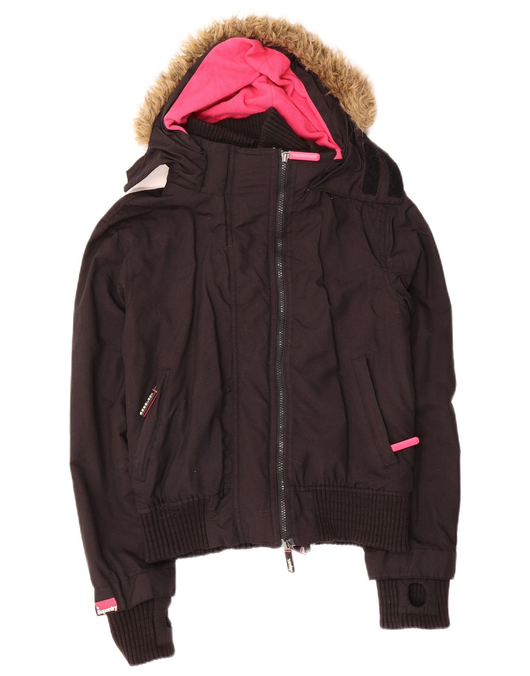 Superdry Veste coupe-vent à capuche The Windbomber pour femme UK 14 Noir moyen