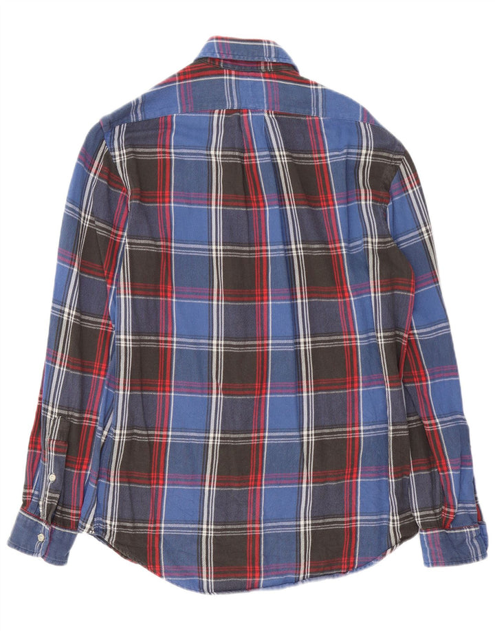 RALPH LAUREN Chemise Flanelle Homme Petit Carreau Bleu Coton