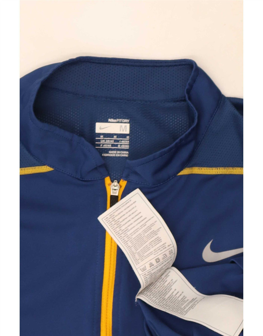 Nike T-shirt à col zippé pour homme UK 38/40 Bleu moyen Polyester colour block