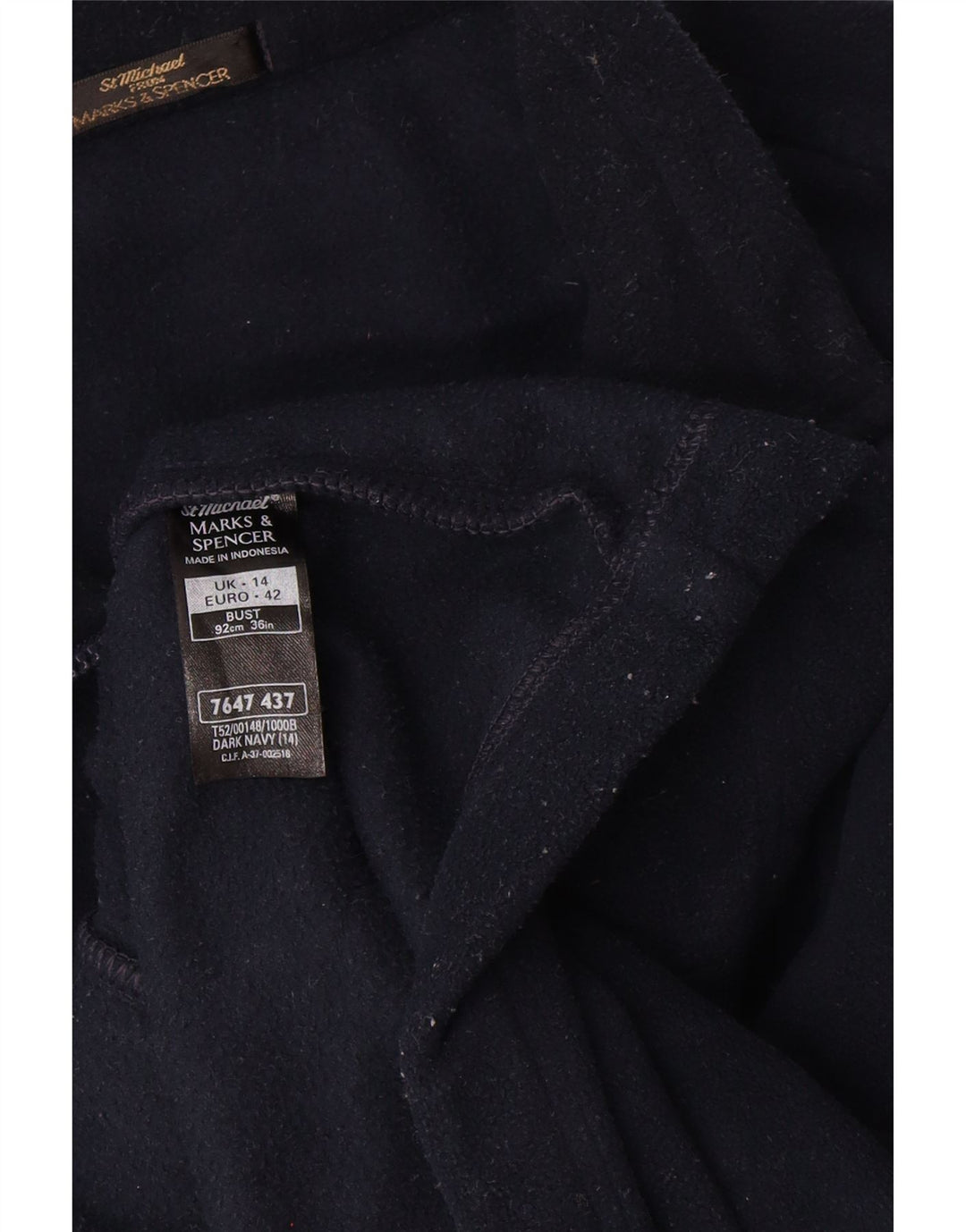 Marks & Spencer Veste polaire pour femme UK 14 Large Bleu marine Polyester