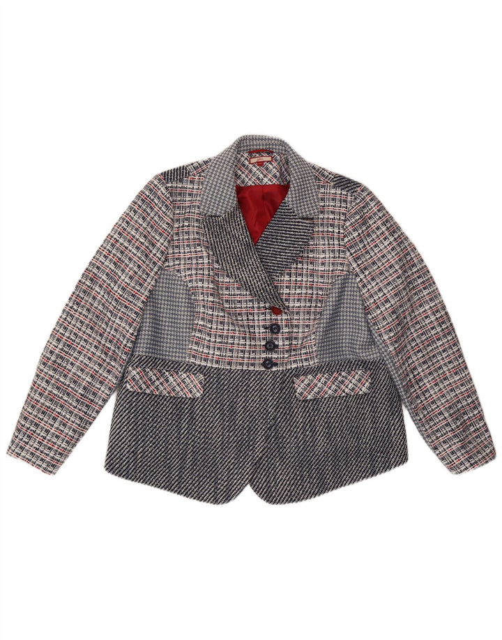 JOE BROWNS Veste blazer à 4 boutons pour femme UK 22 3XL Bleu marine à carreaux