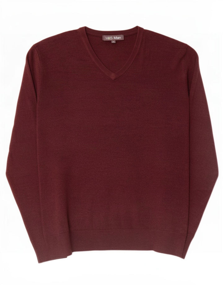 Marks & Spencer Pull Col V Homme Acrylique Marron Moyen