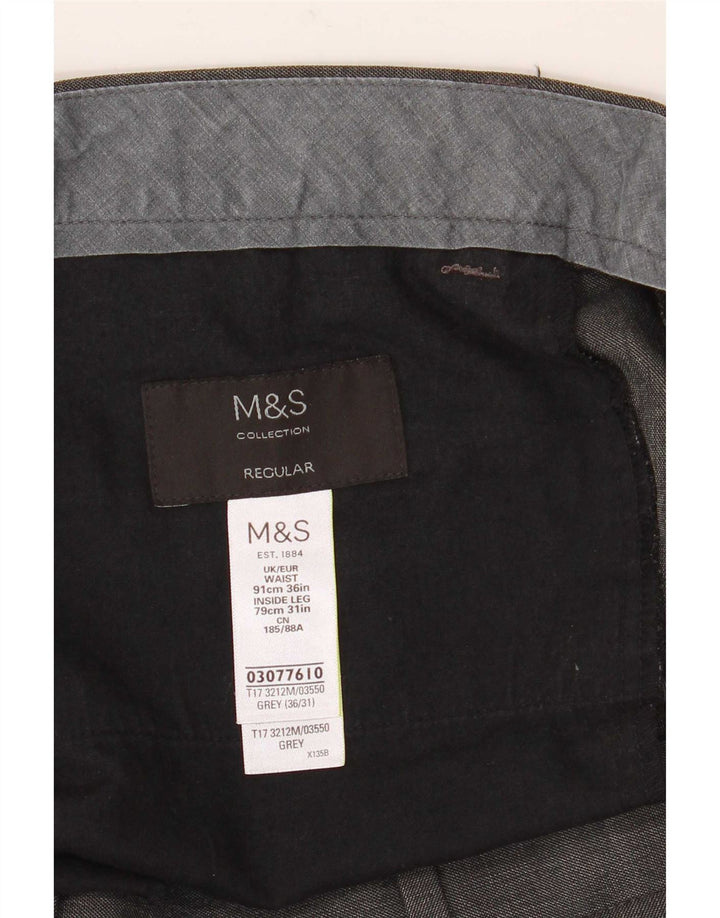 Marks & Spencer Pantalon de costume fuselé pour homme W36 L31 Gris Polyester