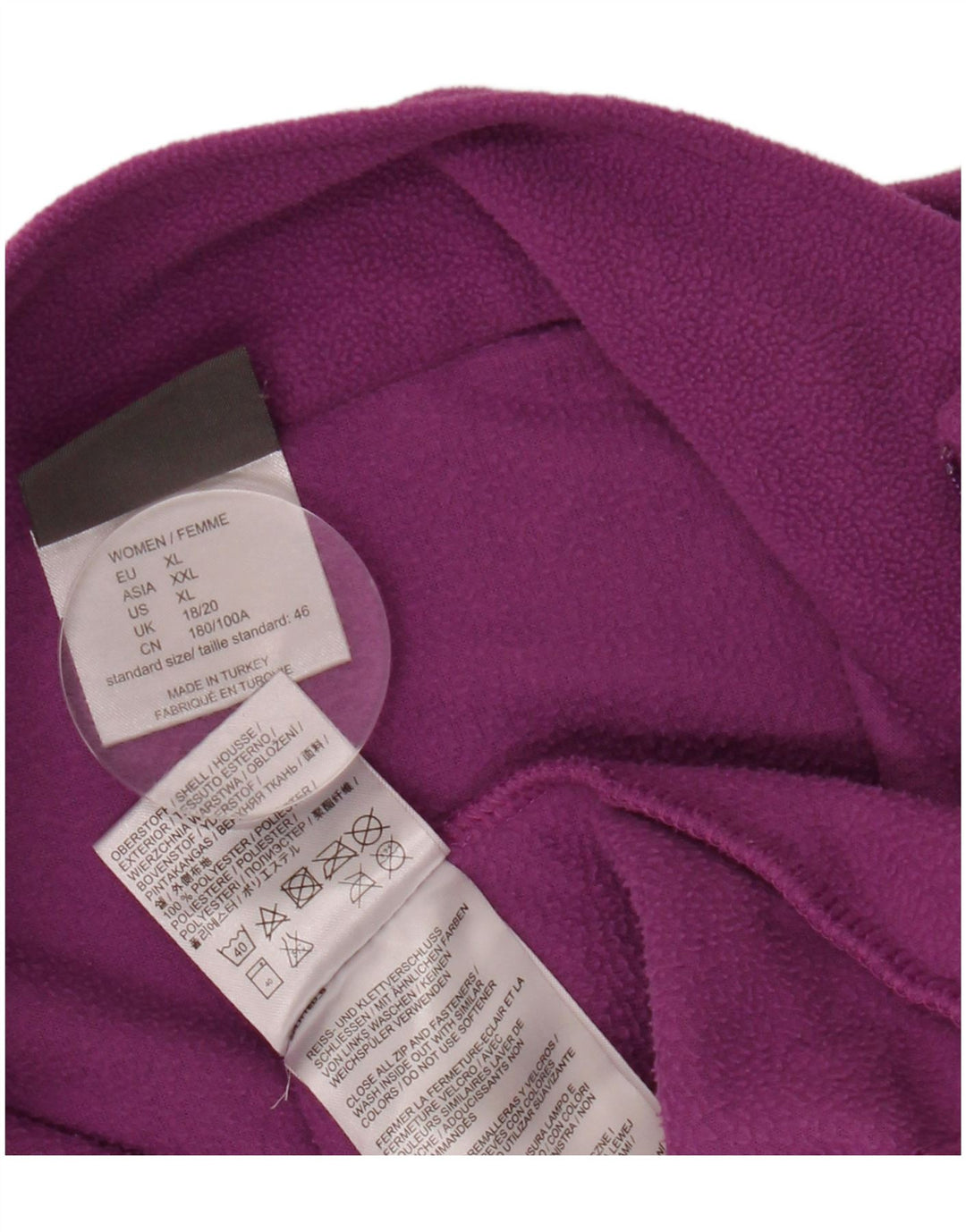 JACK WOLFSKIN Pull Polaire Col Zippé Femme UK 18/20 XL Violet Polyester
