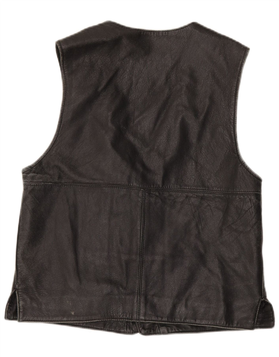VINTAGE Gilet en cuir homme IT 52 Grand cuir noir