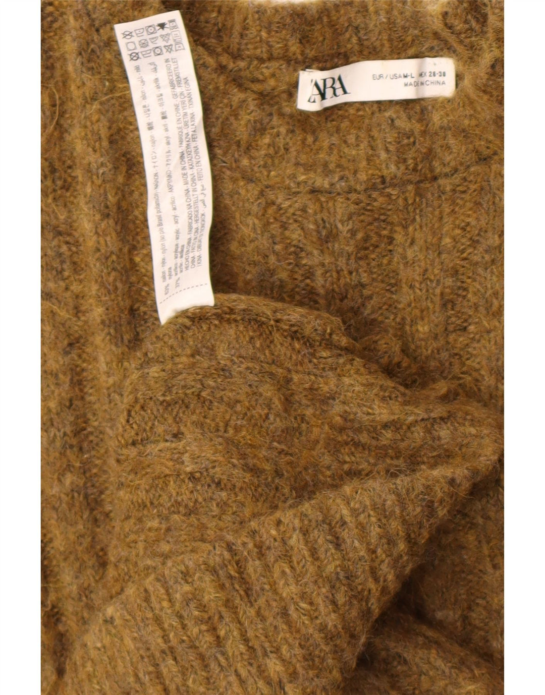 ZARA Robe pull surdimensionnée pour femme UK 14 Medium Khaki Nylon