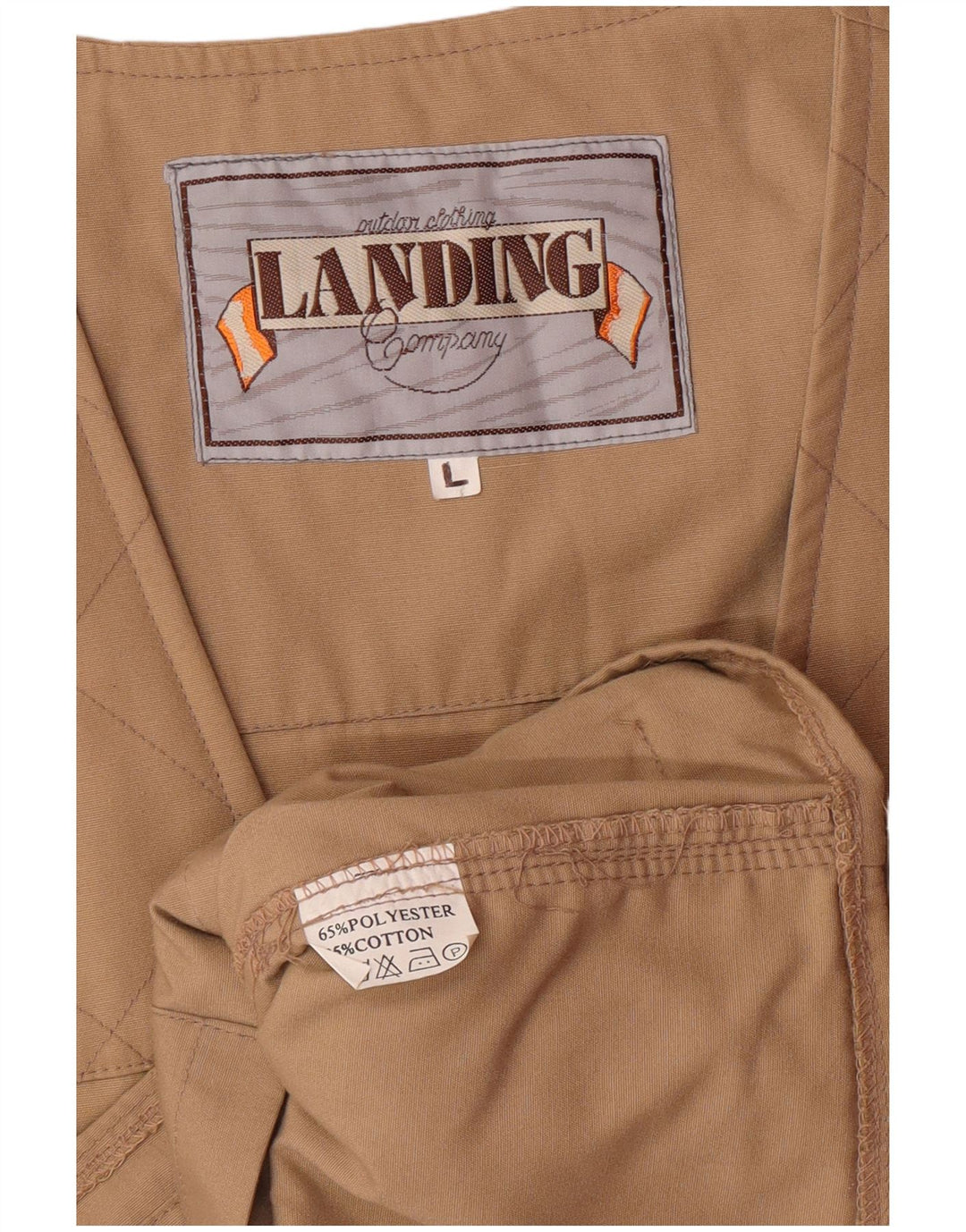 VINTAGE Gilet utilitaire homme UK 40 Grand Polyester Beige