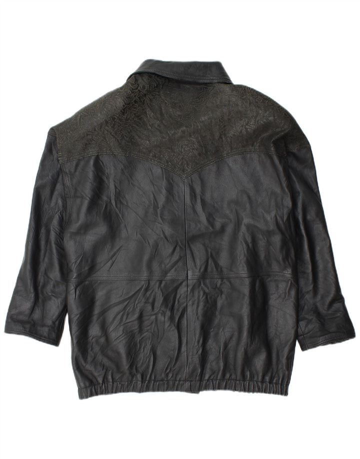 YUPPIE Veste en cuir surdimensionnée pour femme UK 18 XL Noir Floral