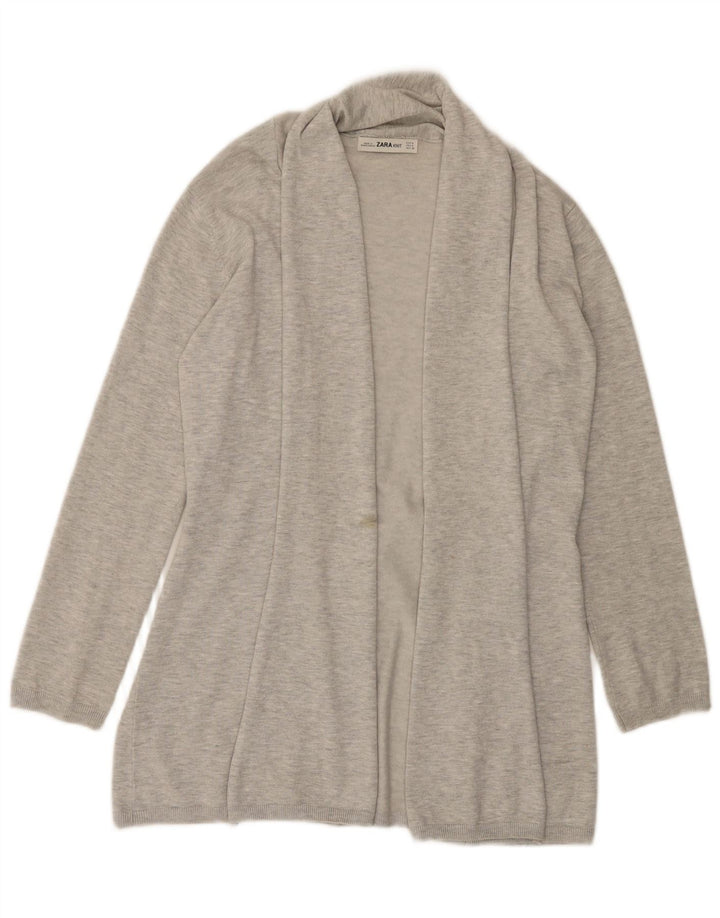 Zara Femme Cardigan Ouvert Pull UK 12 Gris Moyen Viscose