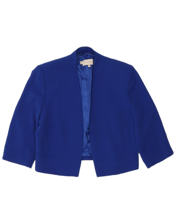 Hobbs Veste boléro à manches 3/4 pour femme UK 12 Bleu moyen Polyester