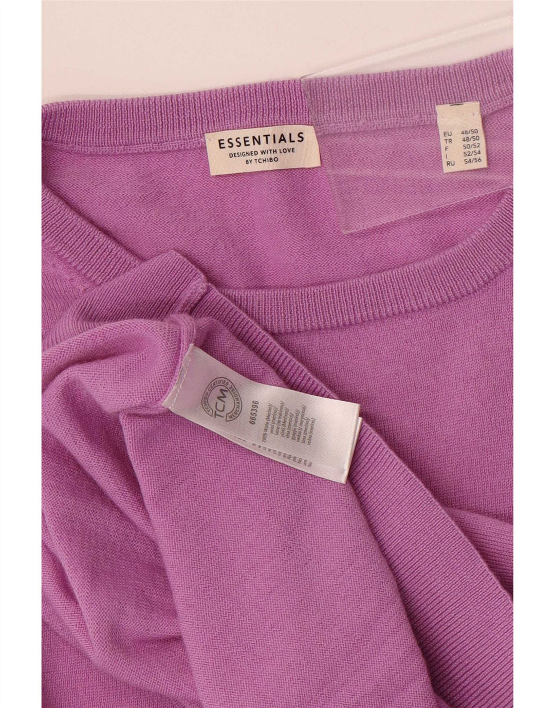 Essentials Pull à col rond pour homme EU 48/50 Laine mérinos violet moyen