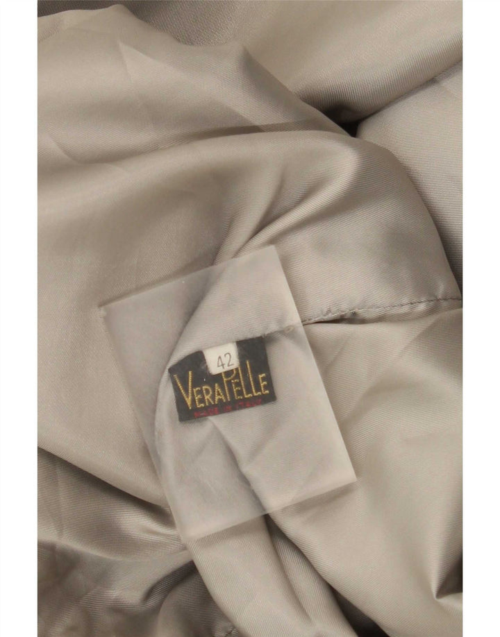 vintage Femme 2 Boutons Veste Blazer En Cuir IT 42 Gris Moyen