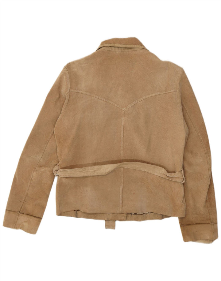 veste en daim femme vintage IT 48 XL Cuir Beige