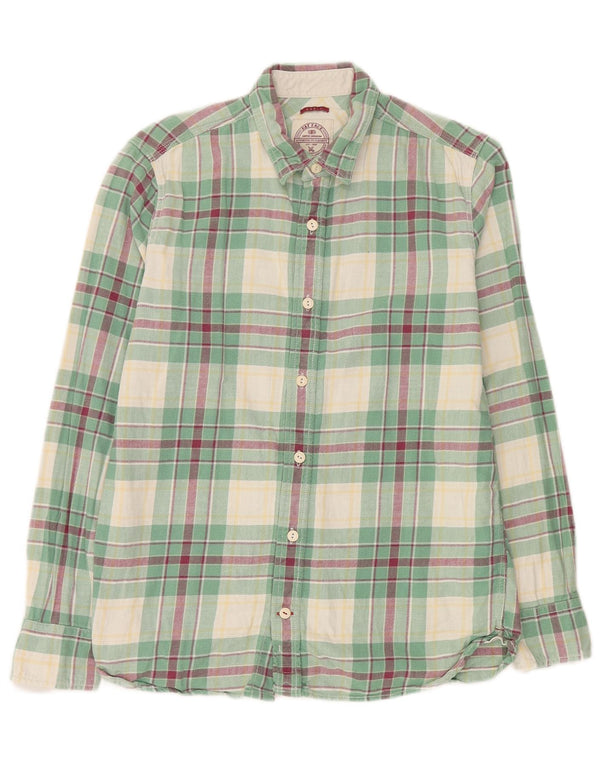 Fat Face Chemise en flanelle pour homme Petit coton à carreaux vert