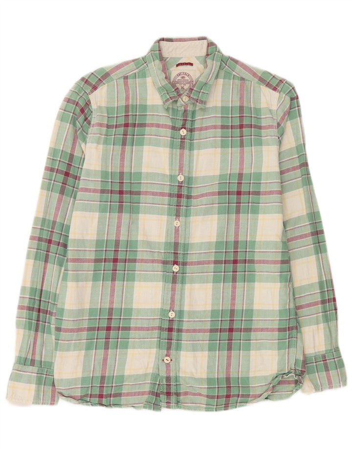 Fat Face Chemise en flanelle pour homme Petit coton à carreaux vert