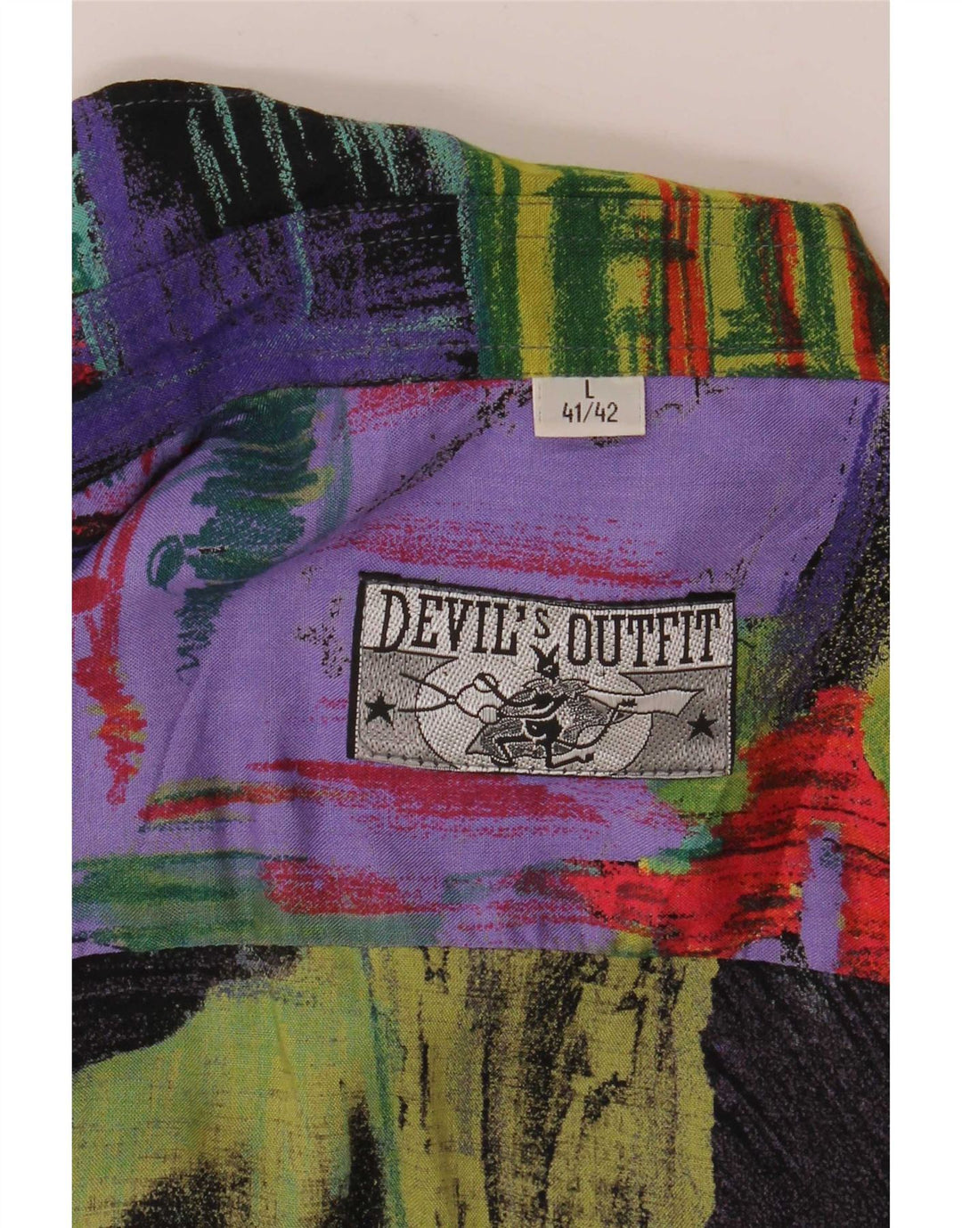 vintage Mens Abstract Pattern Shirt Taille 41/42 Grand Multicolore
