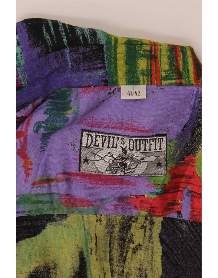 vintage Mens Abstract Pattern Shirt Taille 41/42 Grand Multicolore