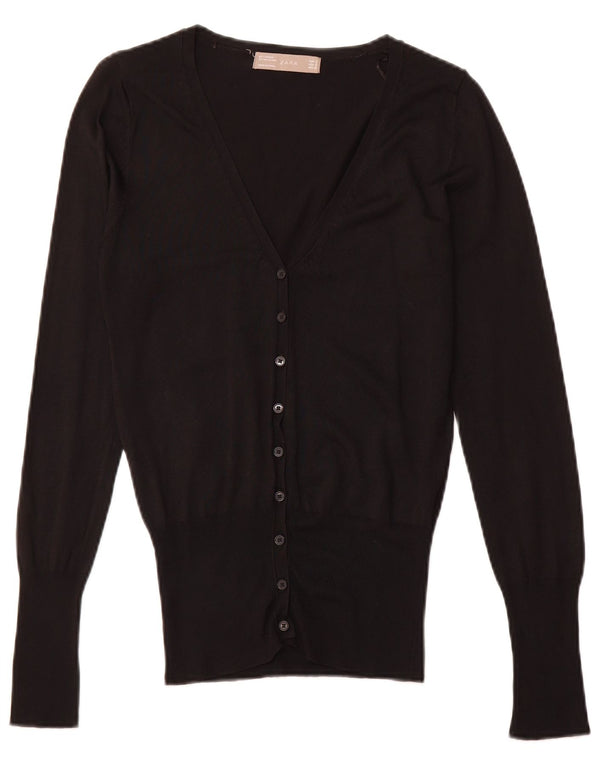 ZARA Femme Cardigan Pull UK 10 Petit Noir Viscose