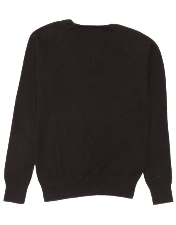 Zara Pull col en V pour femme UK 14 en coton noir moyen