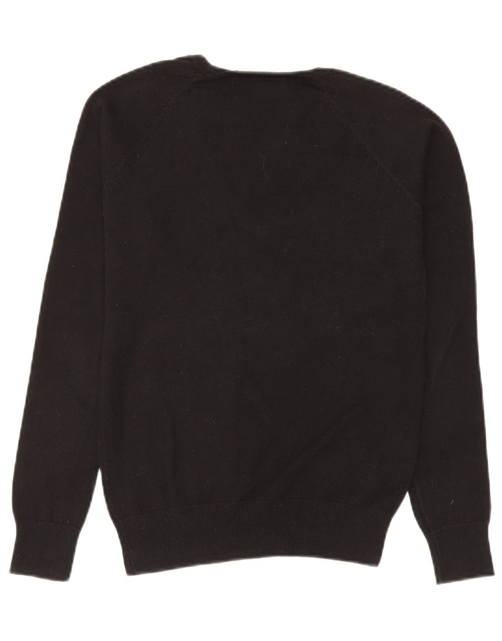 Zara Pull col en V pour femme UK 14 en coton noir moyen