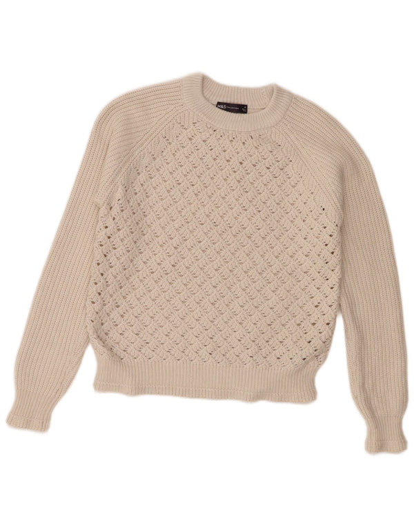 Marks & Spencer Pull ample à col rond pour femme UK 6 XS Blanc cassé