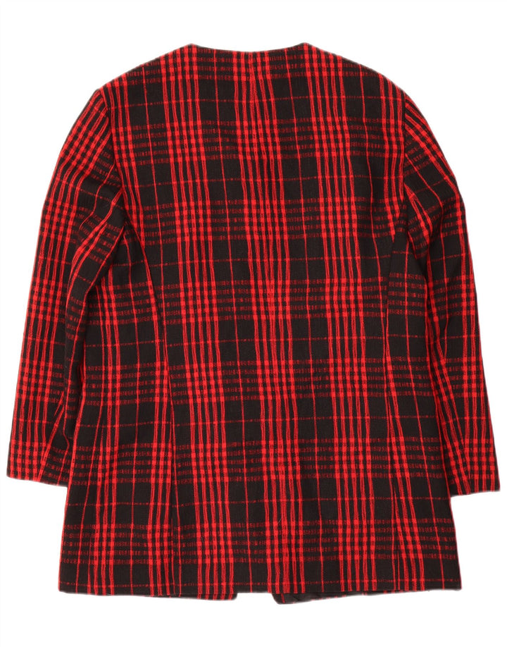 Gerry Weber Veste Blazer 7 Boutons Femme UK 12 Laine à Carreaux Rouge Moyen