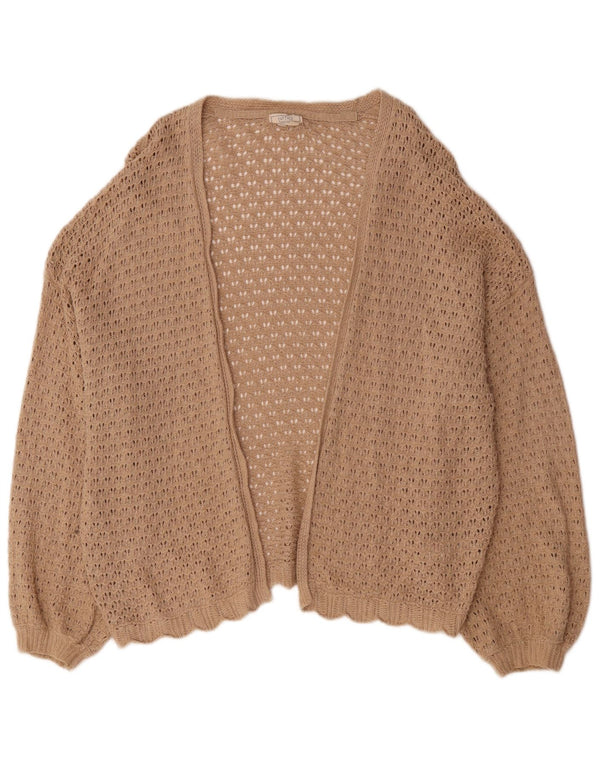 Zara Cardigan ouvert surdimensionné pour femme UK 16 Grand coton beige