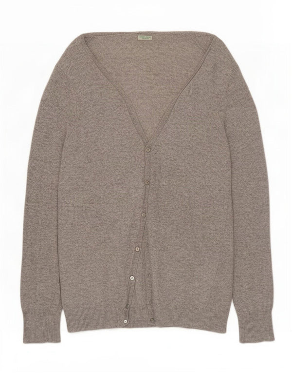 Benetton Womens Cardigan Sweater UK 14 Large Gris Moucheté Laine