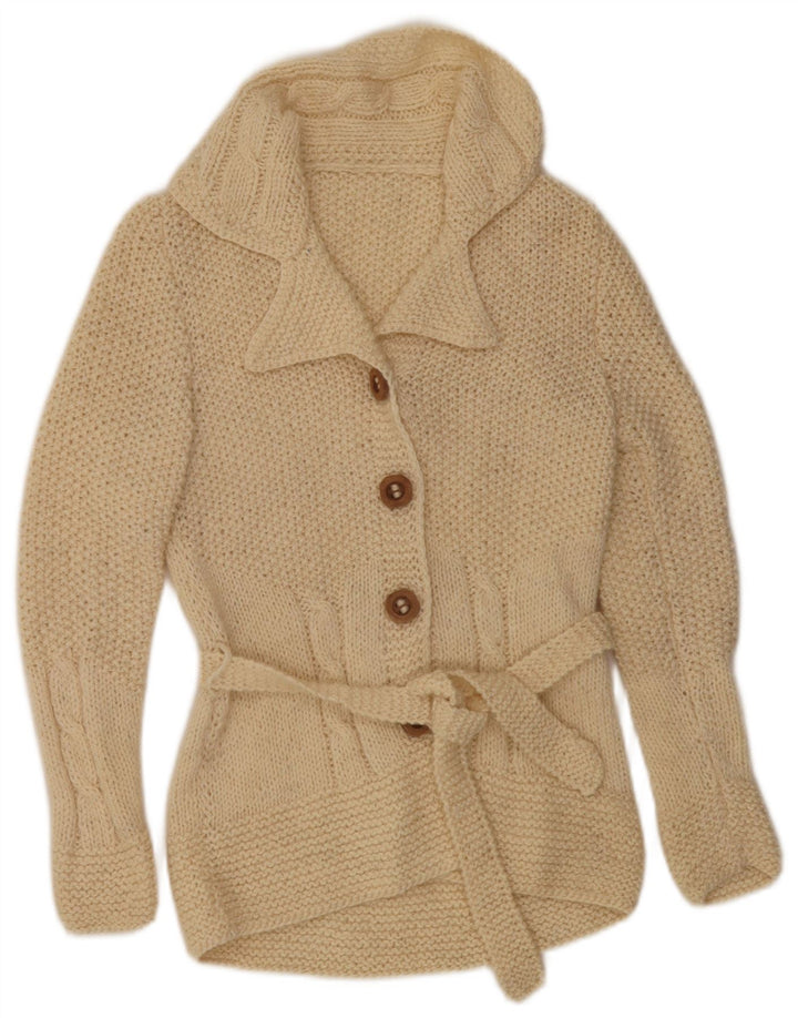 vintage Femme Cardigan Pull UK 12 Moyen Off White