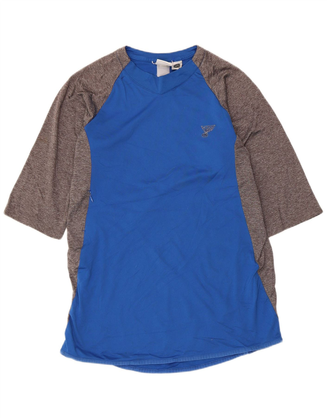 Majestic Haut Homme Manches 3/4 Bleu Moyen Colourblock