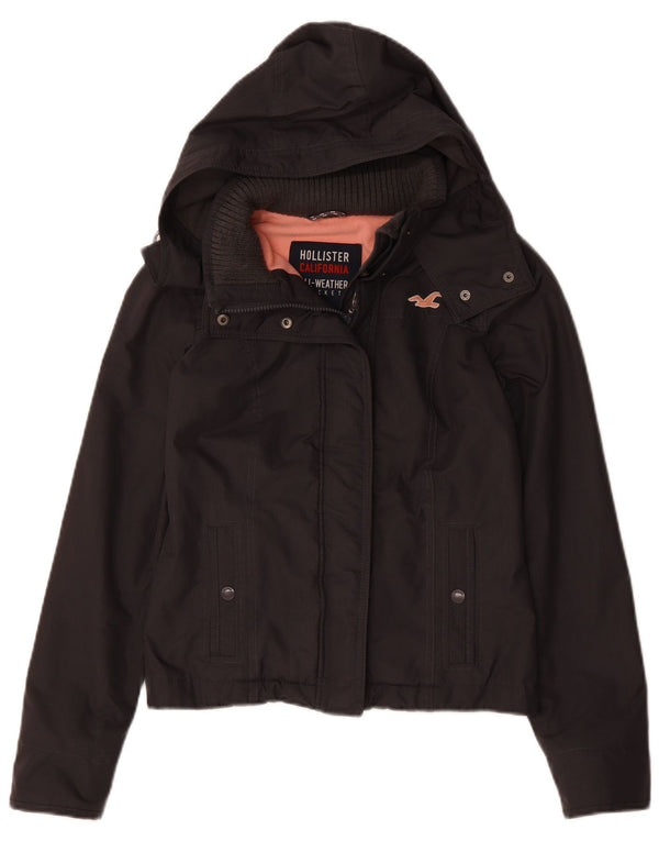 Hollister Veste coupe-vent à capuche pour femme UK 6 XS Gris Polyester