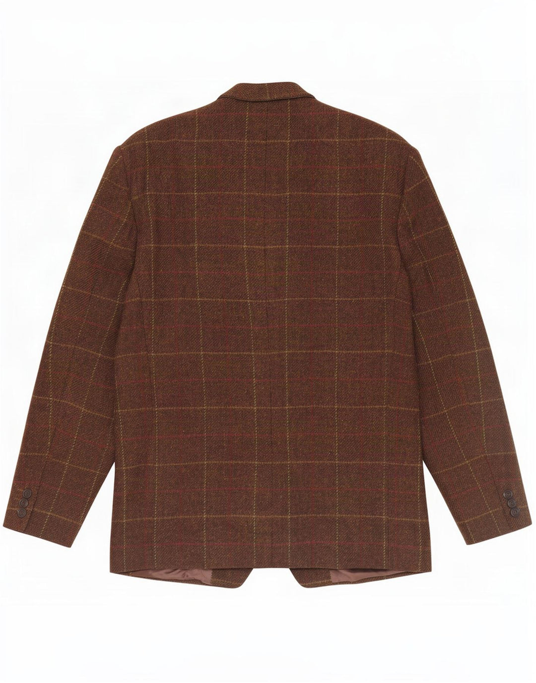 vintage Homme 2 Bouton Blazer Veste IT 50 Grand Carreau Marron Laine Vierge