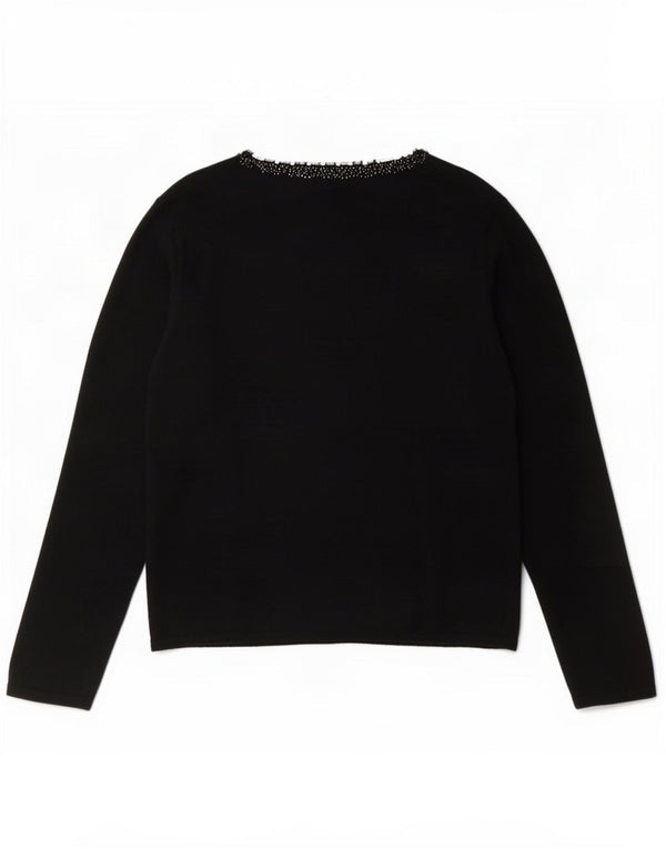 Marks & Spencer Pull col en V pour femme UK 16 Large Noir Viscose
