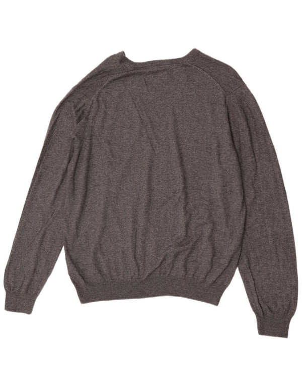 Marks & Spencer Pull coupe classique à col en V pour homme XL Gris Coton