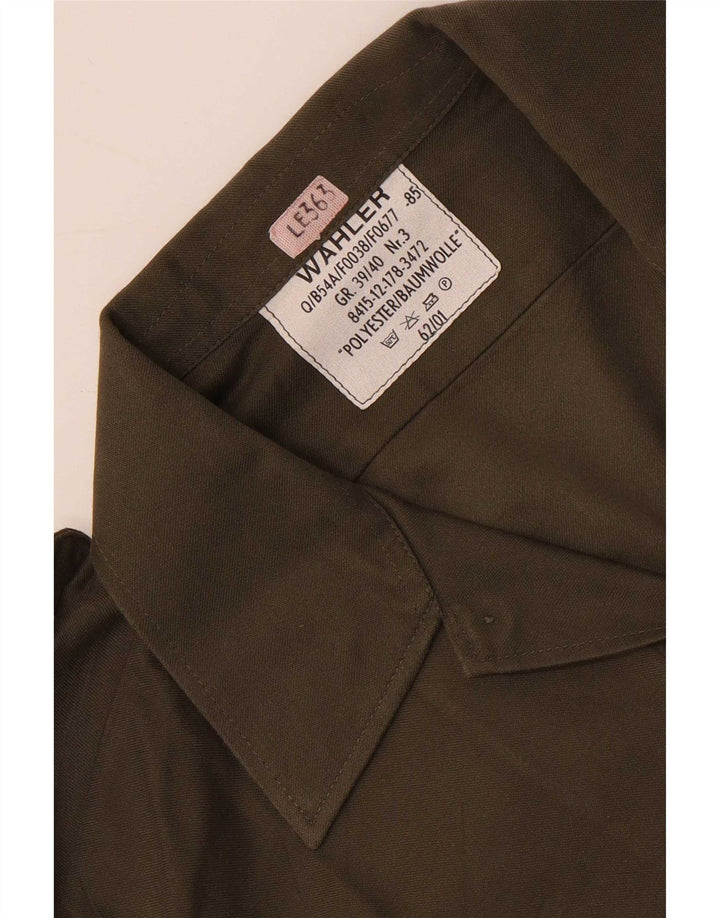 Chemise militaire vintage pour hommes Taille 39/40 Polyester kaki moyen