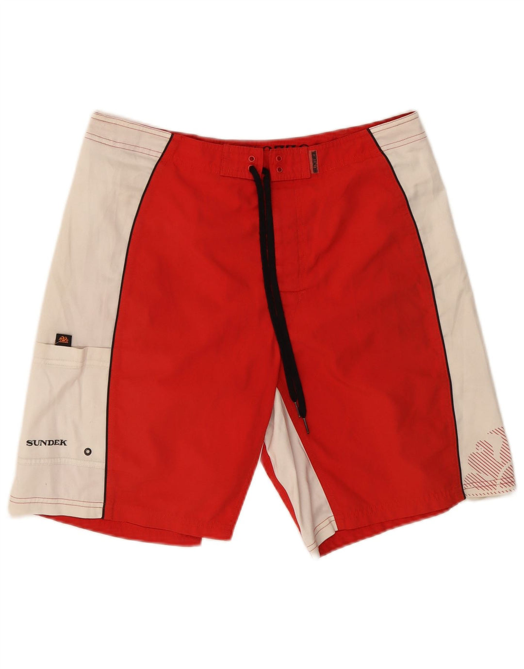 Sundek Short de bain graphique pour homme en polyester color block rouge moyen