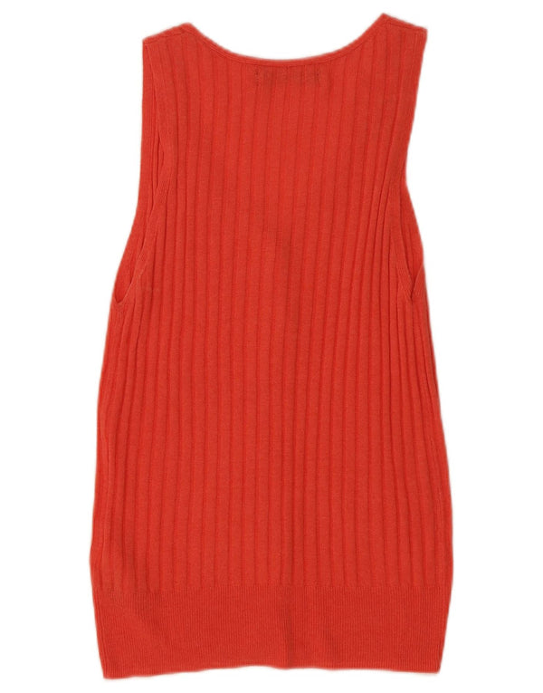 Marks & Spencer Womens Sleeveless Cardigan Sweater UK 10 Small Red Viscose