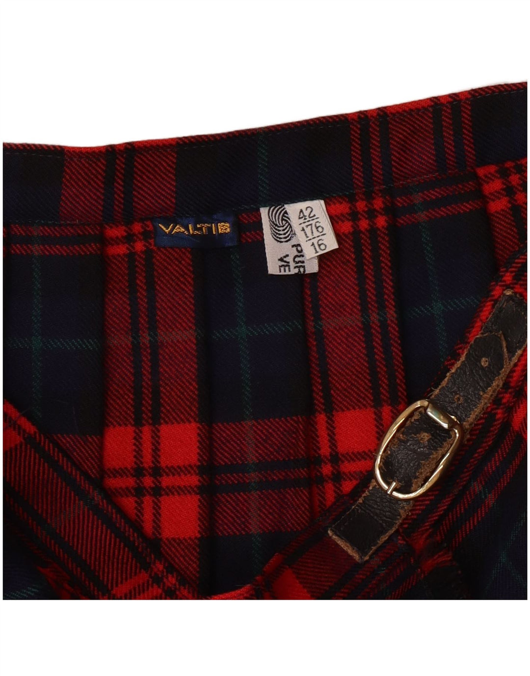 vintage Womens Knife Jupe plissée IT 42 Medium W28 Red Check Virgin Wool