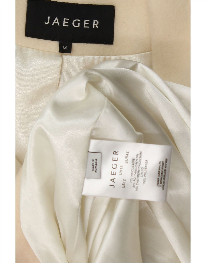 Jaeger Manteau double boutonnage pour femme UK 14 Large laine blanc cassé