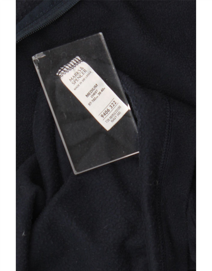 Marks & Spencer Pull polaire à col zippé pour homme Bleu marine moyen Polyester