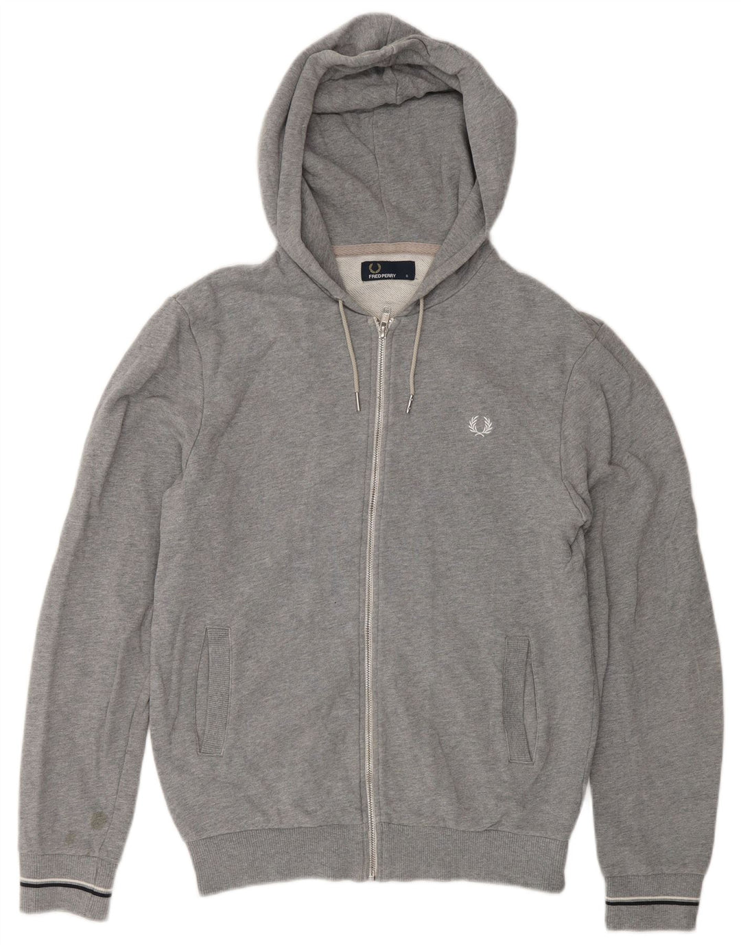 Fred Perry Pull à capuche zippé pour homme Petit coton gris