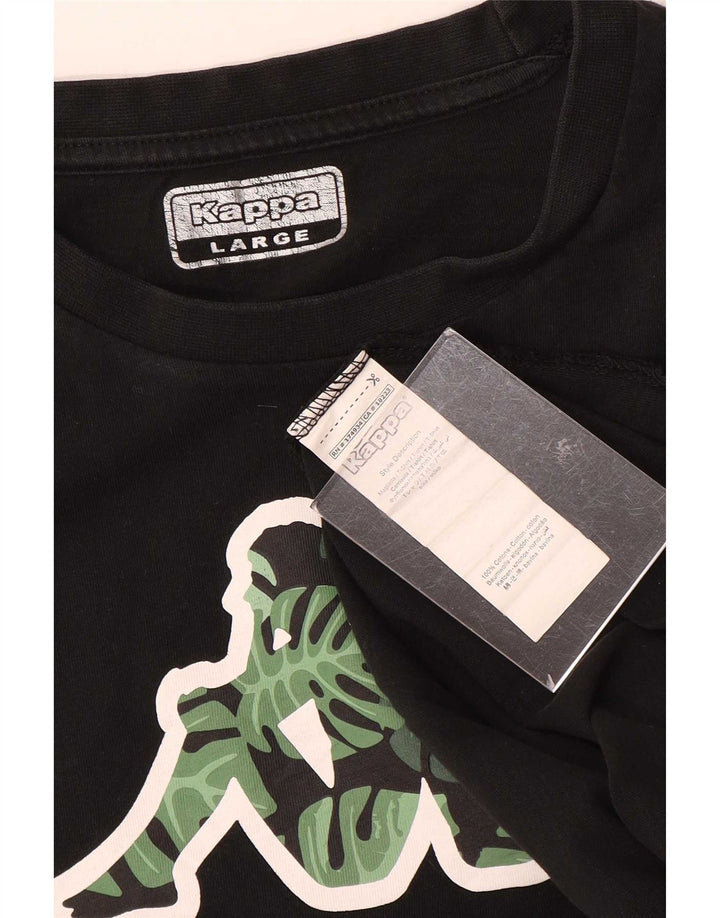 Kappa Mens Graphic T-Shirt Top Large Noir Coton