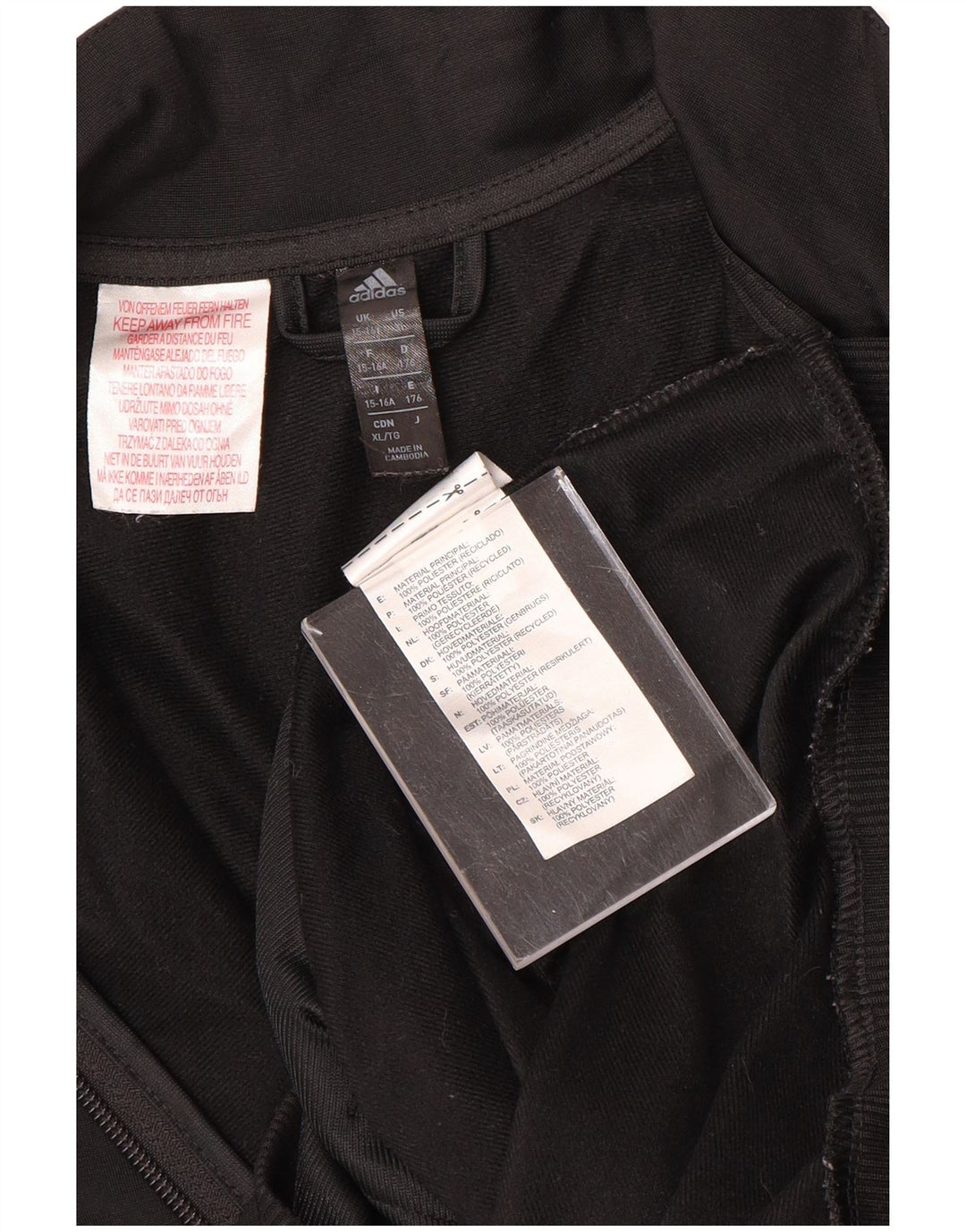 ADIDAS Veste de survêtement Climalite Garçon 15-16 ans Noir Polyester