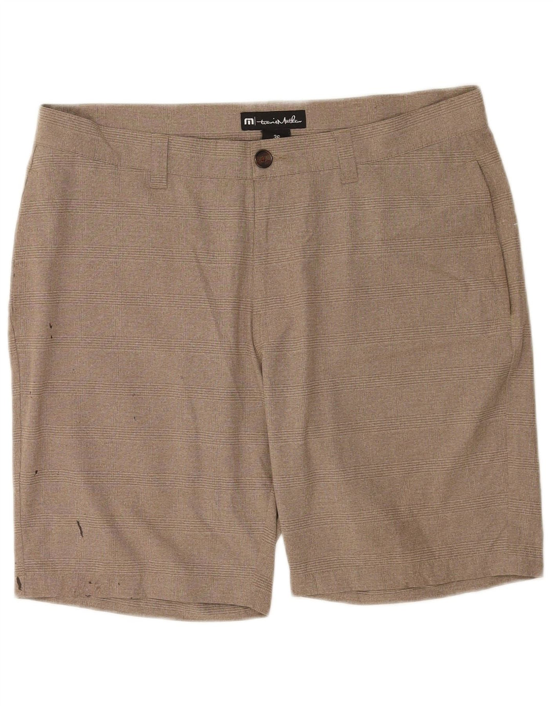 Travis Mathew Short chino pour homme W36 en polyester à carreaux beiges