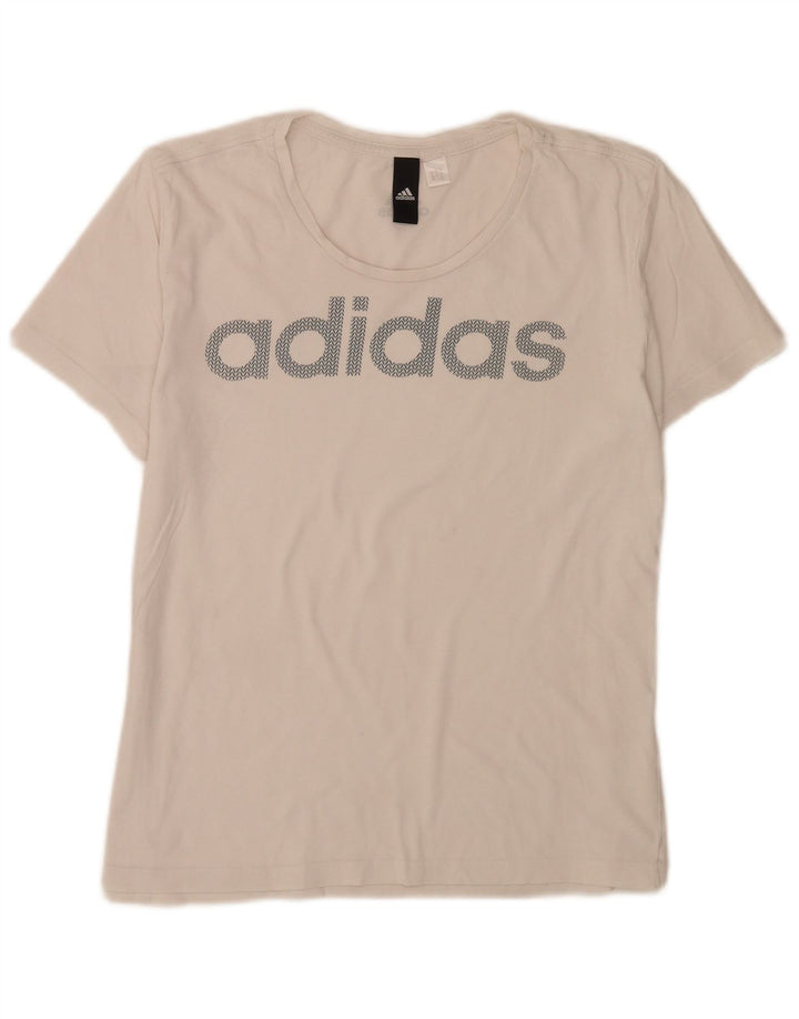 Adidas T-shirt graphique régulier pour femme UK 12 Blanc moyen